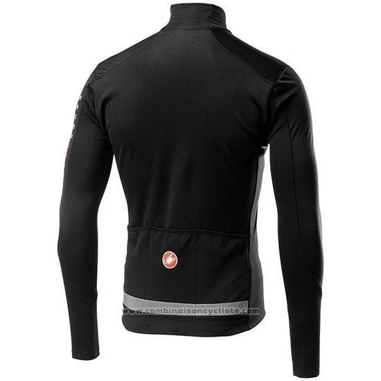 2019 Maillot Cyclisme Castelli TRAS Noir Argent Manches Longues et Cuissard