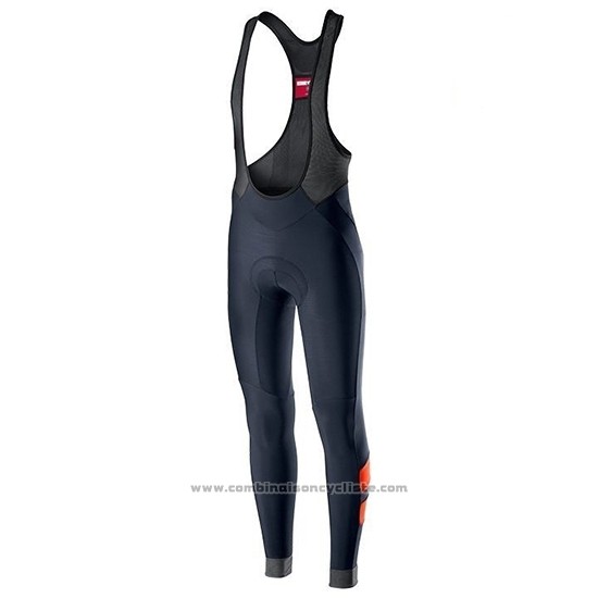 2019 Maillot Cyclisme Castelli TRAS Noir Argent Manches Longues et Cuissard