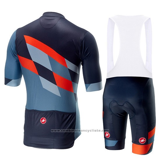 2019 Maillot Cyclisme Castelli Tabula Rasa Bleu Orange Manches Courtes et Cuissard