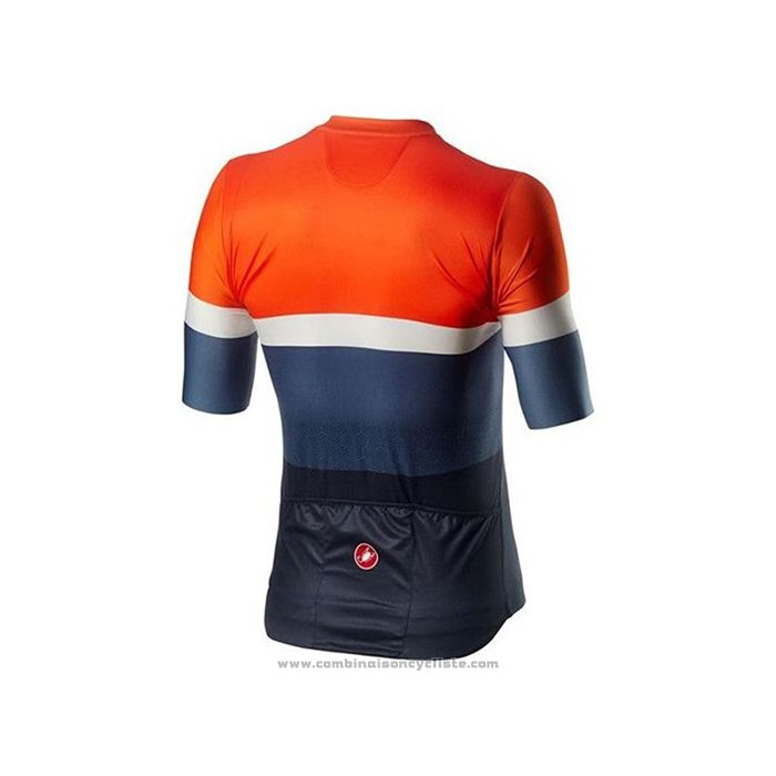 2020 Maillot Cyclisme Castelli Orange Blanc Bleu Manches Courtes et Cuissard