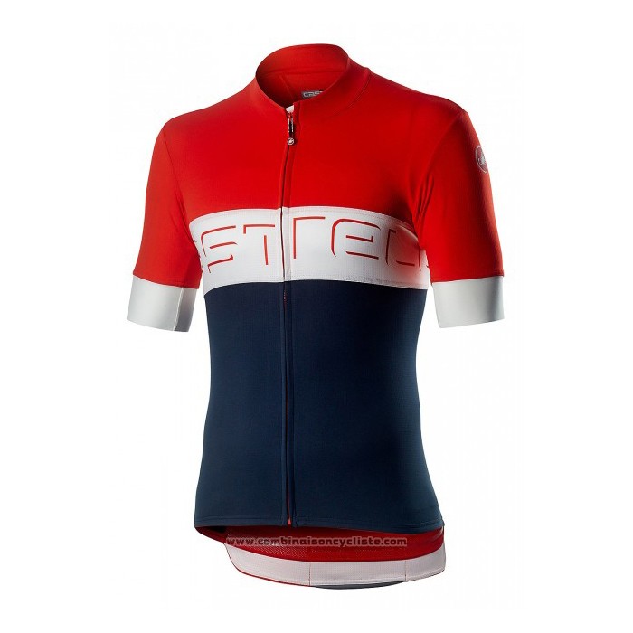 2020 Maillot Cyclisme Castelli Rouge Bleu Manches Courtes et Cuissard