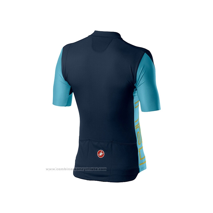 2021 Maillot Cyclisme Castelli Fonce Bleu Manches Courtes et Cuissard
