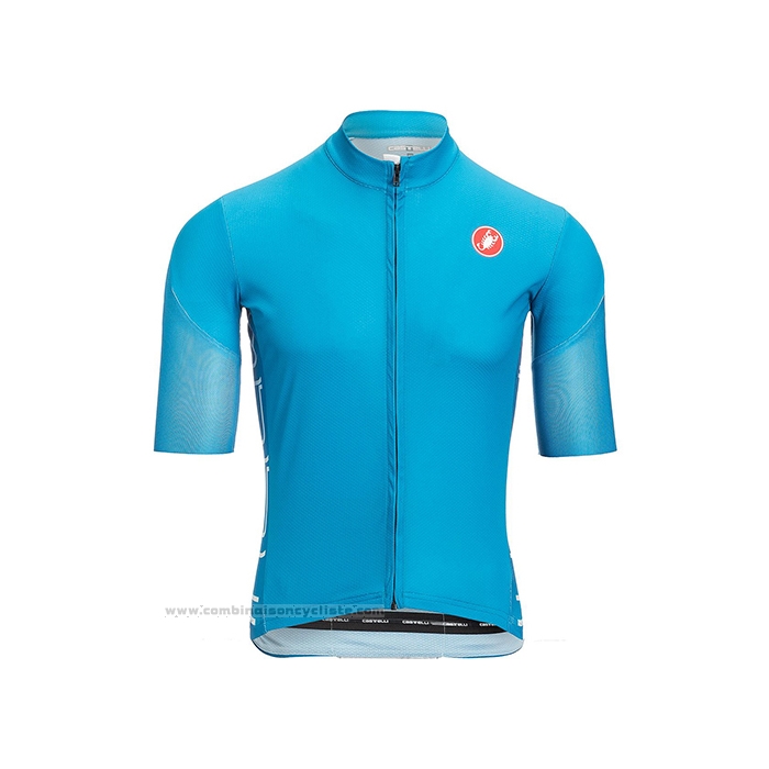 2021 Maillot Cyclisme Castelli Lumiere Bleu Manches Courtes et Cuissard