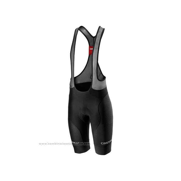 2021 Maillot Cyclisme Castelli Noir Gris Blanc Manches Courtes et Cuissard