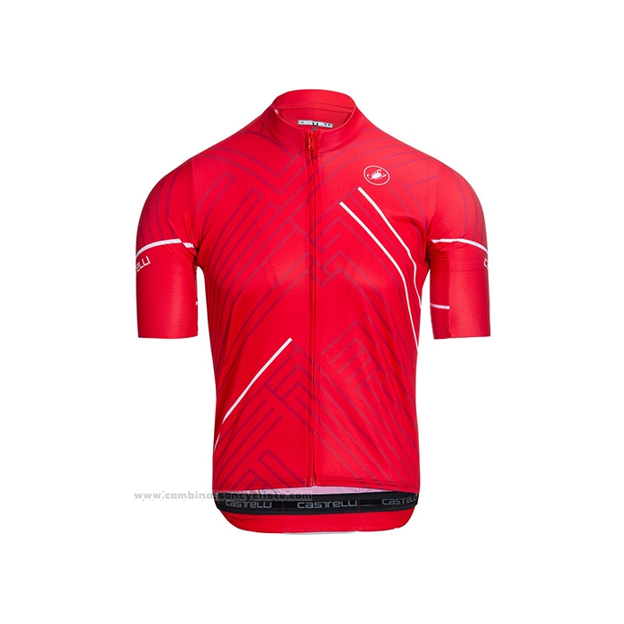 2021 Maillot Cyclisme Castelli Rouge Blanc Manches Courtes et Cuissard