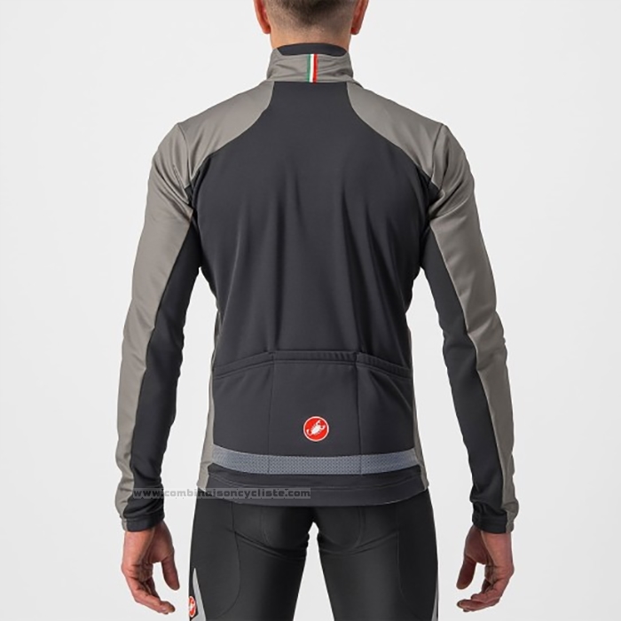 2022 Maillot Cyclisme Castelli Argent Gris Manches Longues et Cuissard