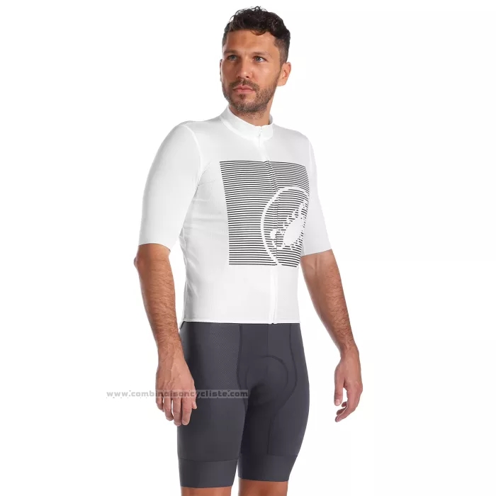 2022 Maillot Cyclisme Castelli Blanc Gris Manches Courtes et Cuissard
