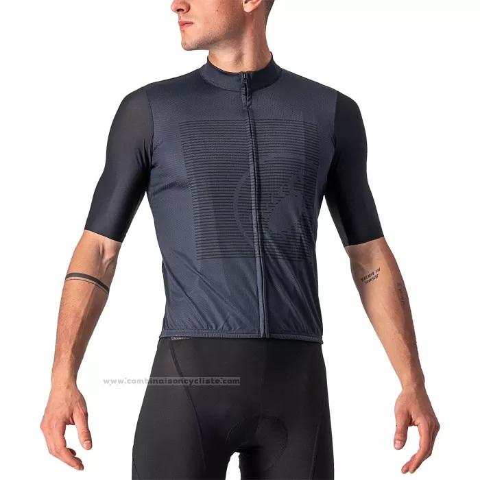 2022 Maillot Cyclisme Castelli Profond Gris Manches Courtes et Cuissard