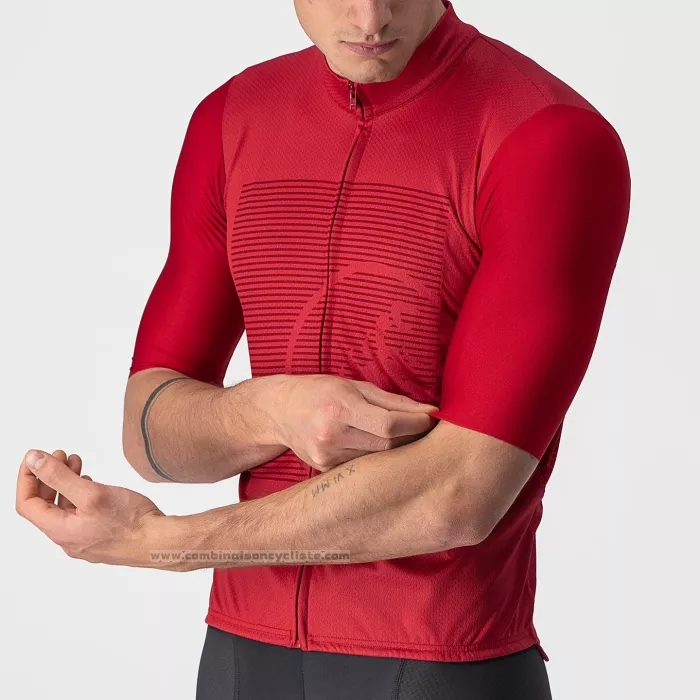 2022 Maillot Cyclisme Castelli Rouge Manches Courtes et Cuissard