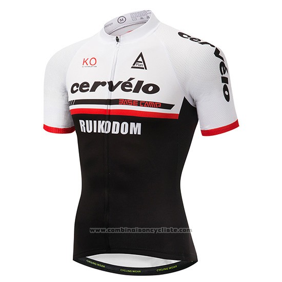 2018 Maillot Cyclisme Cervelo Blanc et Noir Manches Courtes et Cuissard