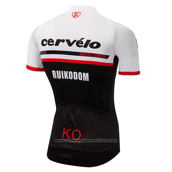 2018 Maillot Cyclisme Cervelo Blanc et Noir Manches Courtes et Cuissard
