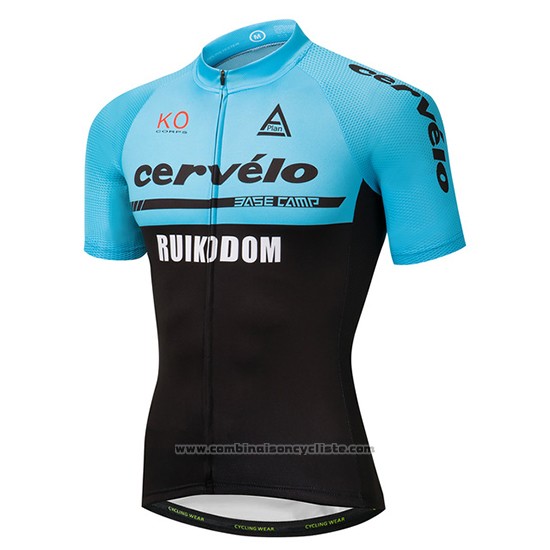 2018 Maillot Cyclisme Cervelo Bleu et Noir Manches Courtes et Cuissard