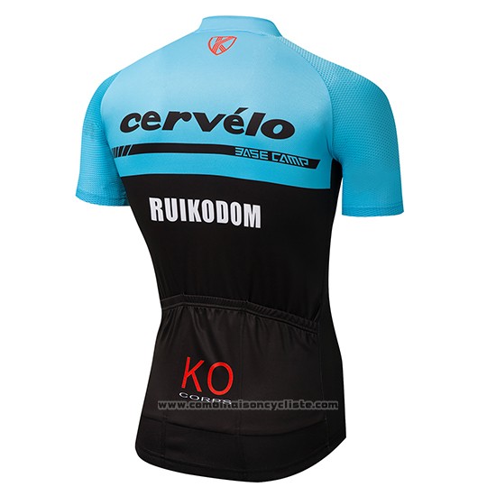 2018 Maillot Cyclisme Cervelo Bleu et Noir Manches Courtes et Cuissard