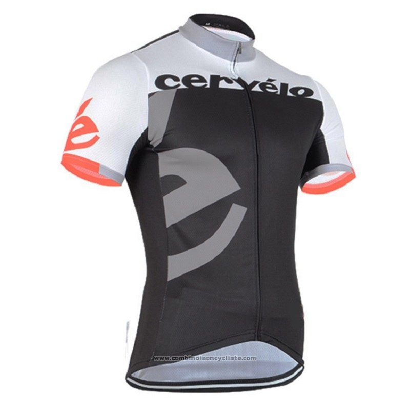 2018 Maillot Cyclisme Cervelo Gris Noir Manches Courtes et Cuissard