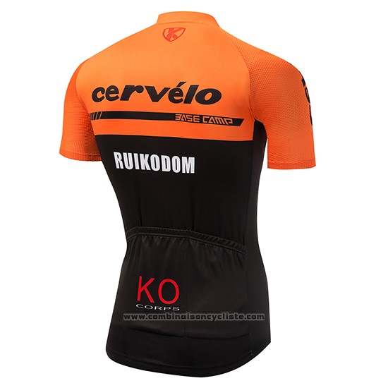 2018 Maillot Cyclisme Cervelo Orange et Noir Manches Courtes et Cuissard