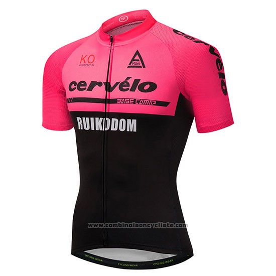 2018 Maillot Cyclisme Cervelo Rose et Noir Manches Courtes et Cuissard