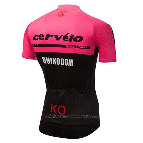 2018 Maillot Cyclisme Cervelo Rose et Noir Manches Courtes et Cuissard