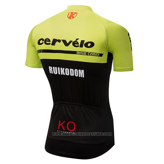 2018 Maillot Cyclisme Cervelo Vert et Noir Manches Courtes et Cuissard
