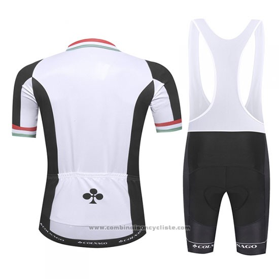 2019 Maillot Cyclisme Colnago Blanc Noir Manches Courtes et Cuissard