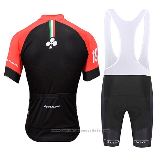 2019 Maillot Cyclisme Colnago Blanc Noir Rouge Manches Courtes et Cuissard