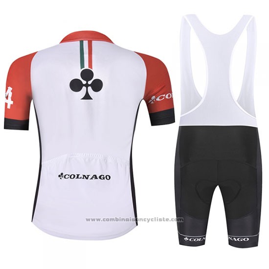 2019 Maillot Cyclisme Colnago Blanc Rouge Manches Courtes et Cuissard