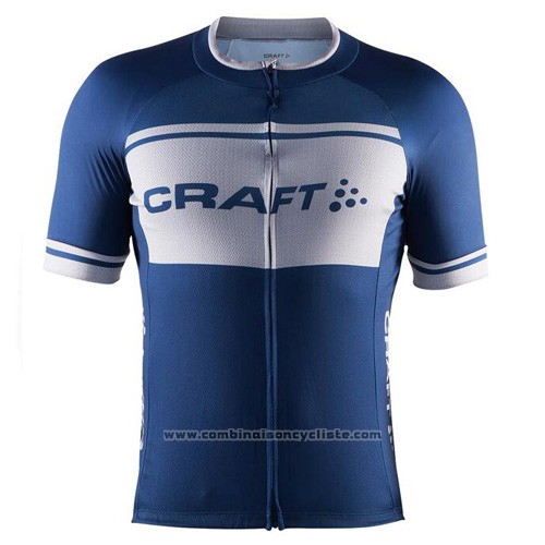 2016 Maillot Cyclisme Craft Blanc et Bleu Manches Courtes et Cuissard