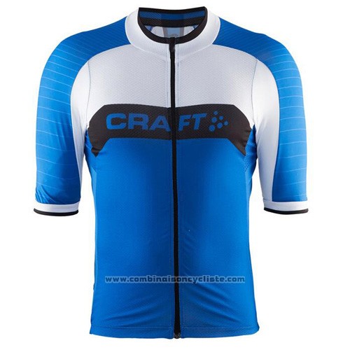 2016 Maillot Cyclisme Craft Bleu et Blanc Manches Courtes et Cuissard