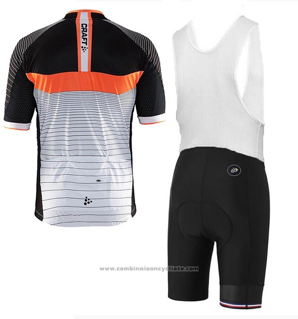 2017 Maillot Cyclisme Craft Gris et Noir Manches Courtes et Cuissard