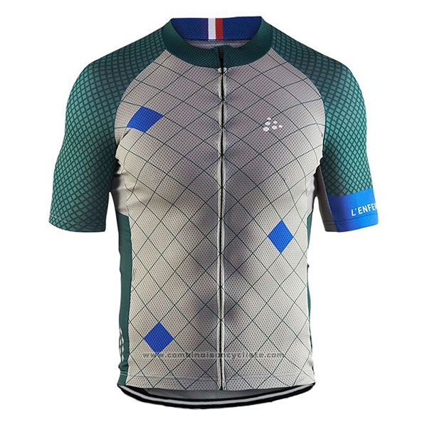 2017 Maillot Cyclisme Craft Monuments Argent et Vert Manches Courtes et Cuissard