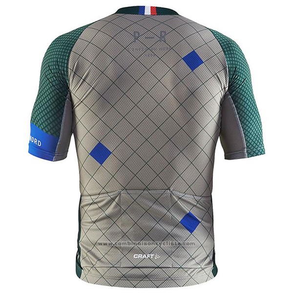 2017 Maillot Cyclisme Craft Monuments Argent et Vert Manches Courtes et Cuissard