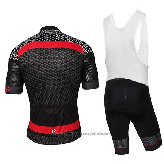 2018 Maillot Cyclisme Craft Route Noir Rouge Manches Courtes et Cuissard