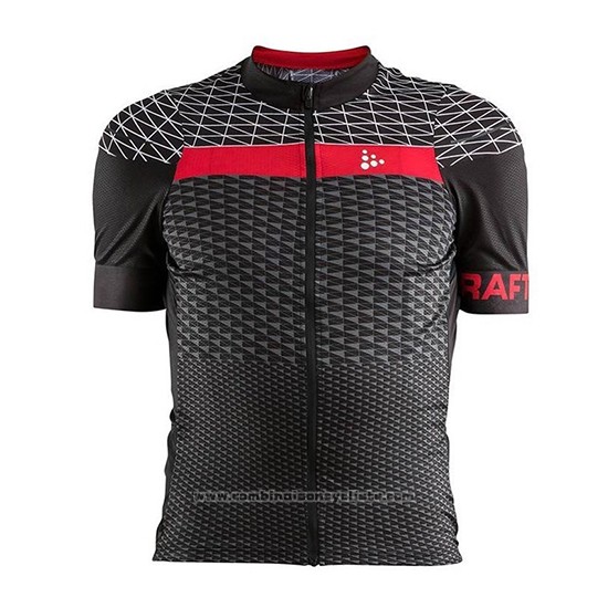 2018 Maillot Cyclisme Craft Route Noir Rouge Manches Courtes et Cuissard