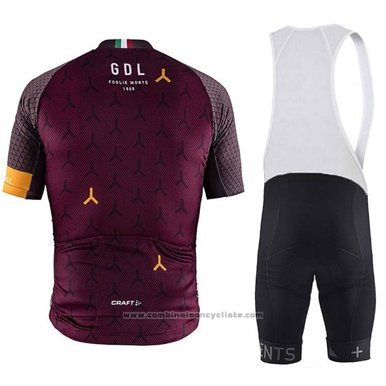 2018 Maillot Cyclisme Craft Monument Fonce Rouge Manches Courtes et Cuissard