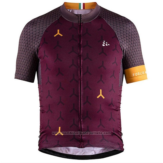 2018 Maillot Cyclisme Craft Monument Fonce Rouge Manches Courtes et Cuissard