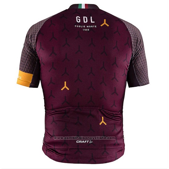 2018 Maillot Cyclisme Craft Monument Fonce Rouge Manches Courtes et Cuissard