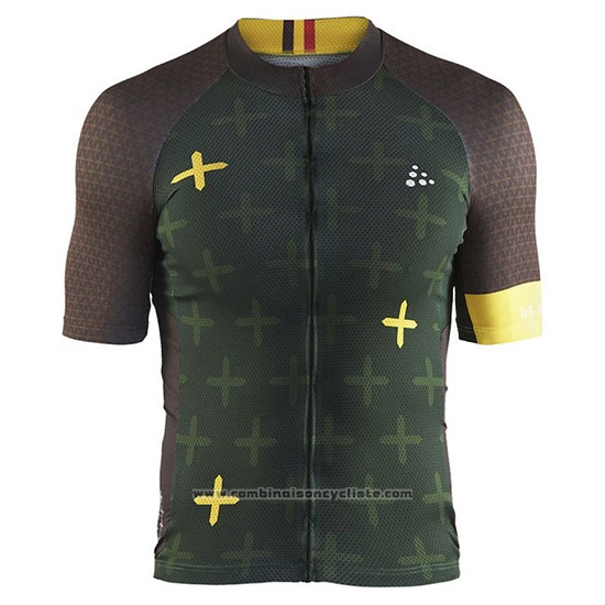 2018 Maillot Cyclisme Craft Monument Fonce Vert Manches Courtes et Cuissard