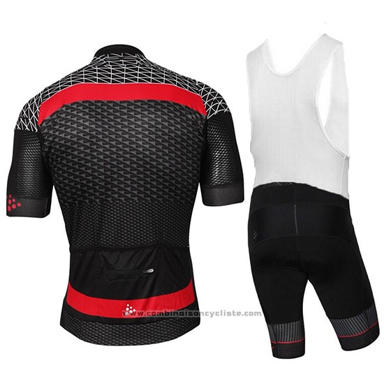 2018 Maillot Cyclisme Craft Route Noir et Rouge Manches Courtes et Cuissard