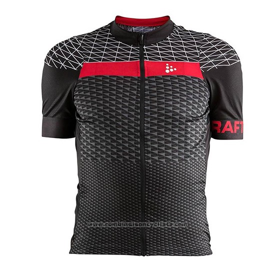 2018 Maillot Cyclisme Craft Route Noir et Rouge Manches Courtes et Cuissard