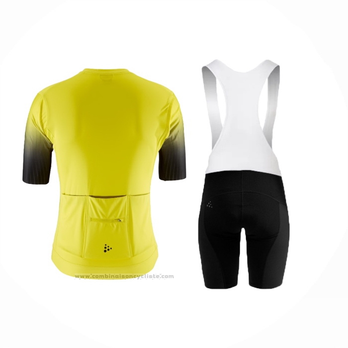 2024 Maillot Cyclisme Craft Jaune Manches Courtes Et Cuissard