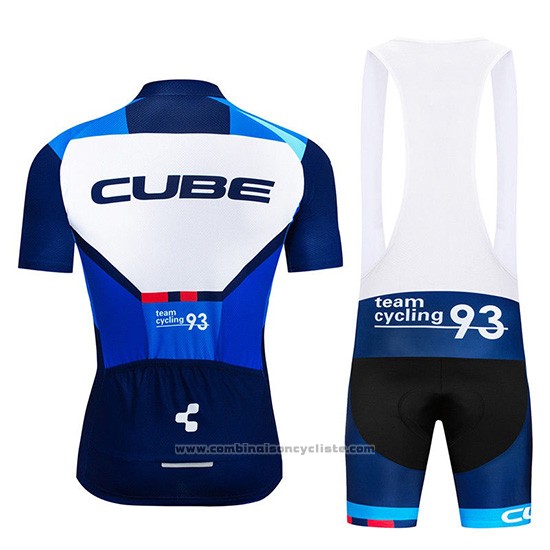 2019 Maillot Cyclisme Cube Bleu Bleu Profond Manches Courtes et Cuissard