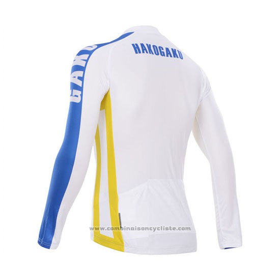 2014 Maillot Cyclisme Fox Cyclingbox Blanc et Bleu Manches Longues et Cuissard
