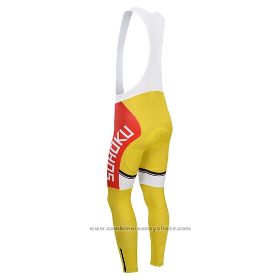 2014 Maillot Cyclisme Fox Cyclingbox Blanc et Jaune Manches Longues et Cuissard