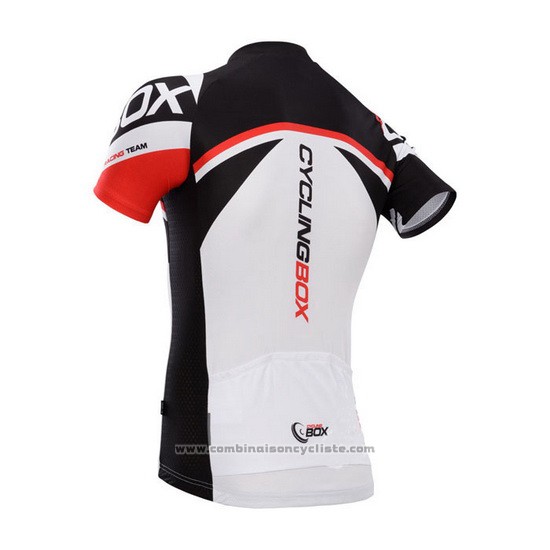 2014 Maillot Cyclisme Fox Cyclingbox Blanc et Noir Manches Courtes et Cuissard