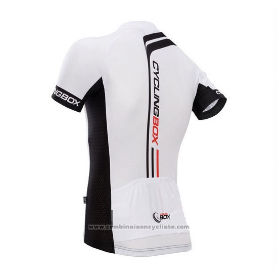 2014 Maillot Cyclisme Fox Cyclingbox Brillant Noir et Blanc Manches Courtes et Cuissard