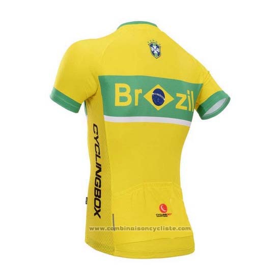 2014 Maillot Cyclisme Fox Cyclingbox Jaune Manches Courtes et Cuissard