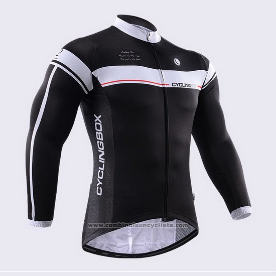 2014 Maillot Cyclisme Fox Cyclingbox Noir et Blanc Manches Longues et Cuissard