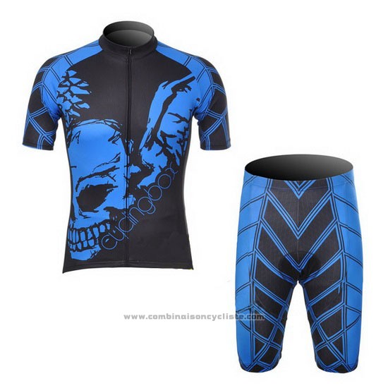 2014 Maillot Cyclisme Fox Cyclingbox Noir et Bleu Manches Courtes et Cuissard