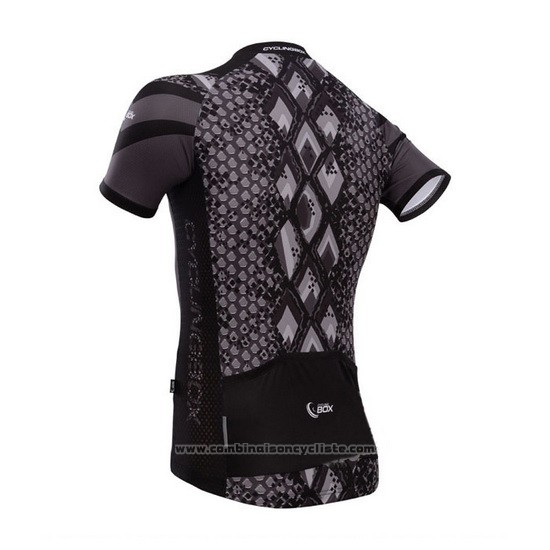 2014 Maillot Cyclisme Fox Cyclingbox Noir et Gris Manches Courtes et Cuissard