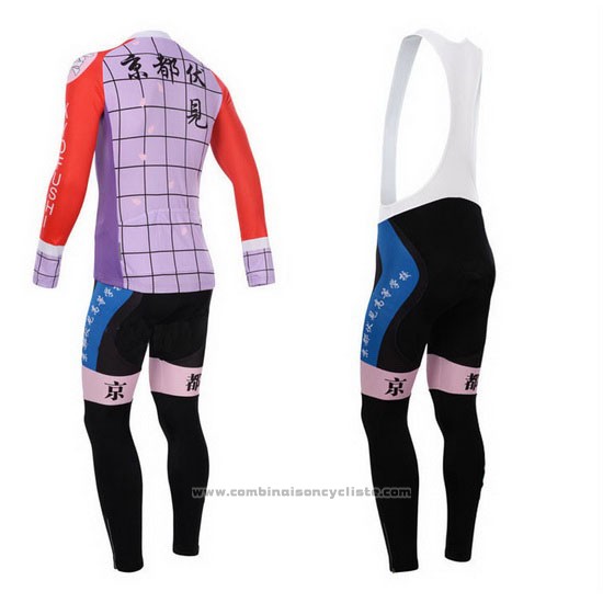 2014 Maillot Cyclisme Fox Cyclingbox Rouge et Violet Manches Longues et Cuissard