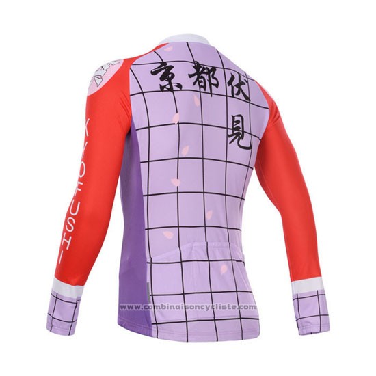 2014 Maillot Cyclisme Fox Cyclingbox Rouge et Violet Manches Longues et Cuissard